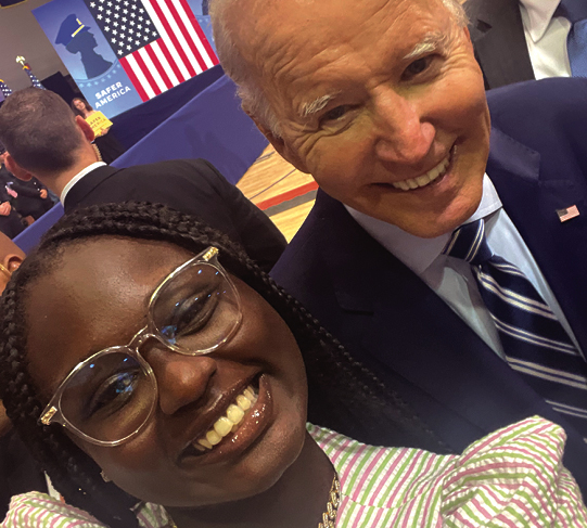 Kathrine Ermeus ’24, political science with President Biden