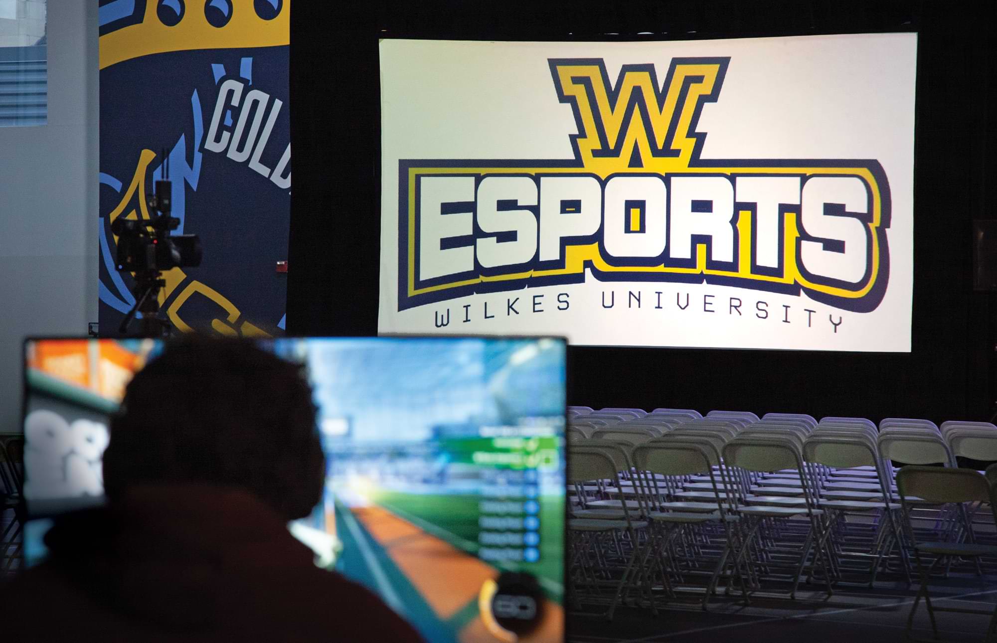 Wilkes esports logo on screen