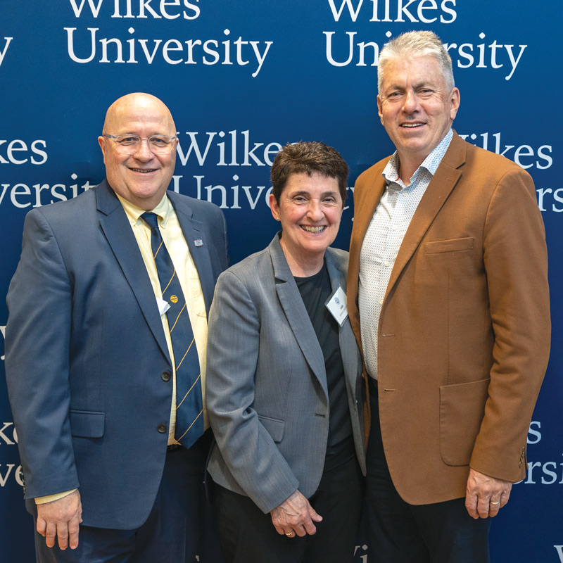 Addy Malatesta (center) with Interim Vice President of Student Affairs, Mark Allen (left) and President Greg Cant (right)