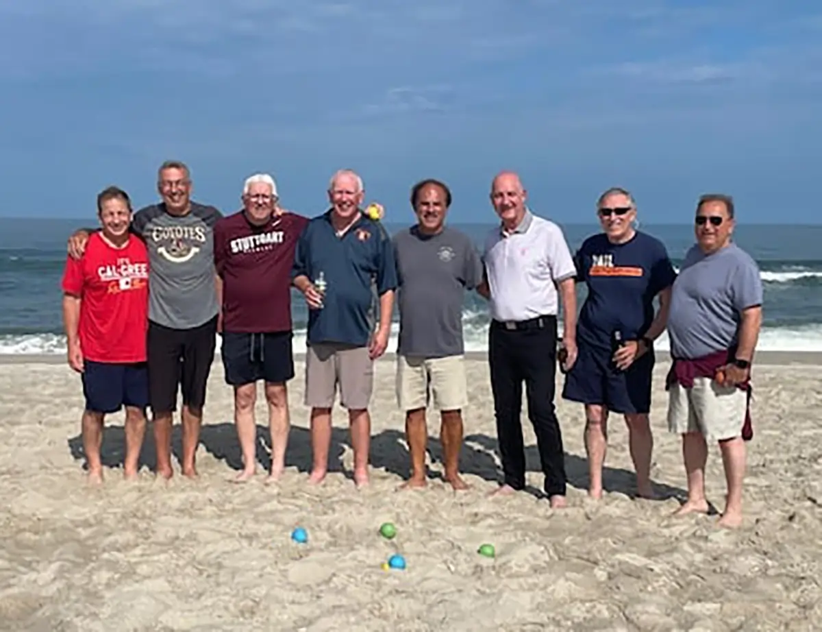 Craig Jackson ’80 with several fellow Wilkes University graduates at the Jersey Shore beach