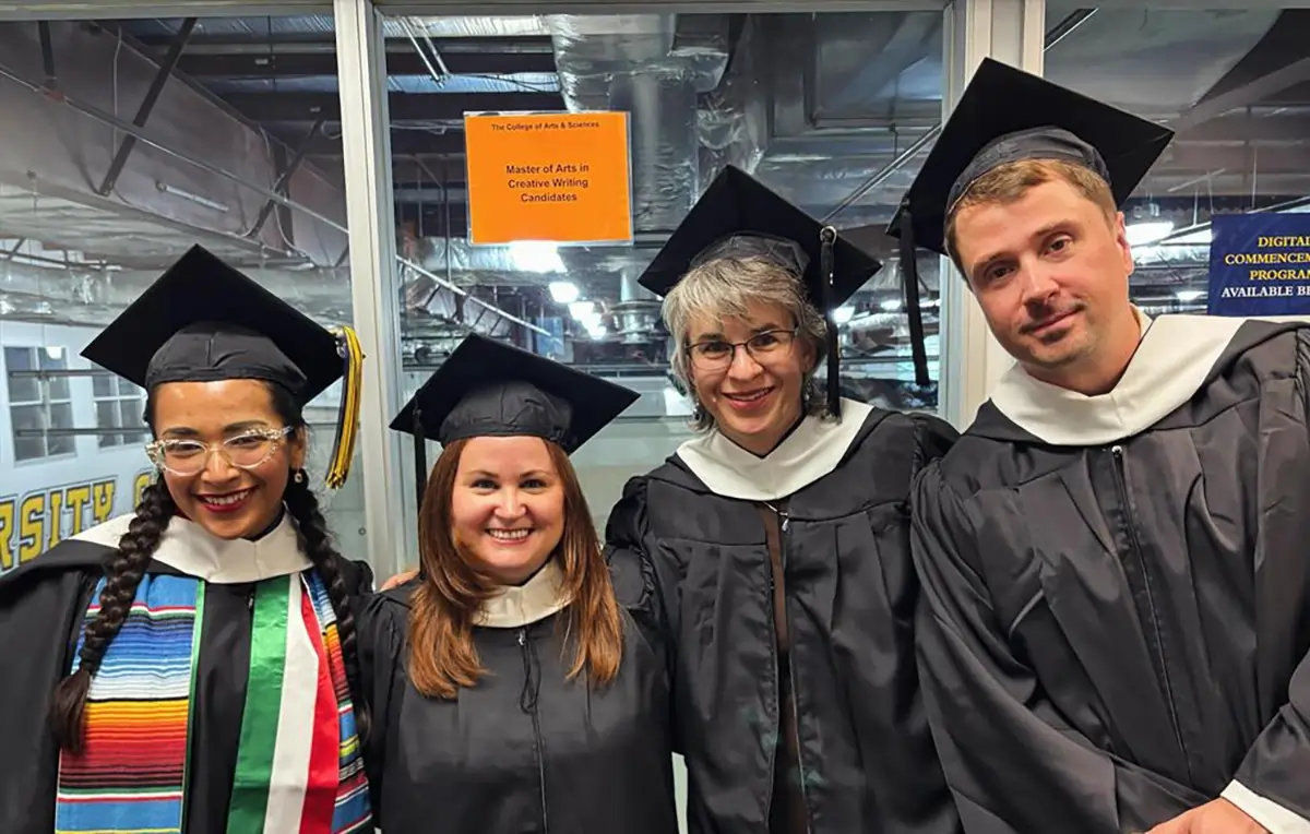 Reyna de Jesus Contreras MA ‘25, Brie Friedman ‘10, MA ‘25, Kimberly W. Heiman MA ‘25 and David Nicholas Penglase MA ‘25